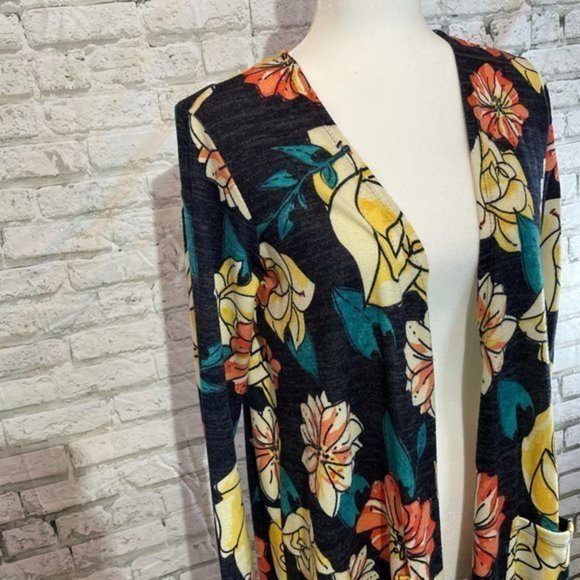LULAROE Yellow Coral Floral Sarah Medium - Picture 5 of 9